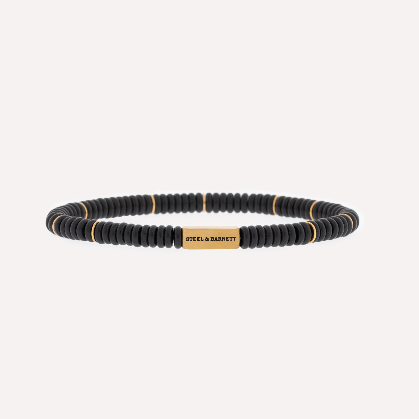 Black Onyx Gold Two Tone Disc Bracelet