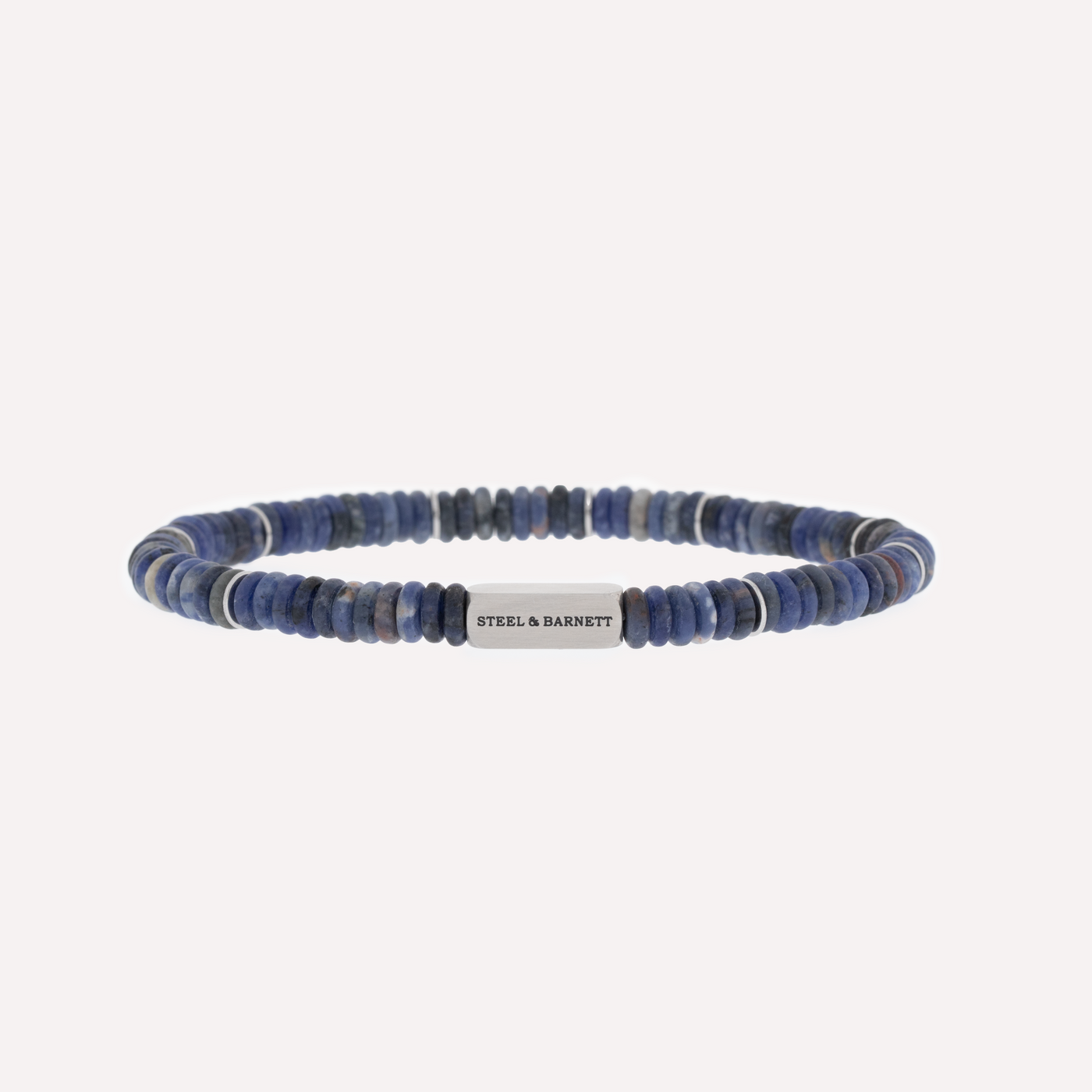 Sodalite Silver Two Tone Disc Bracelet