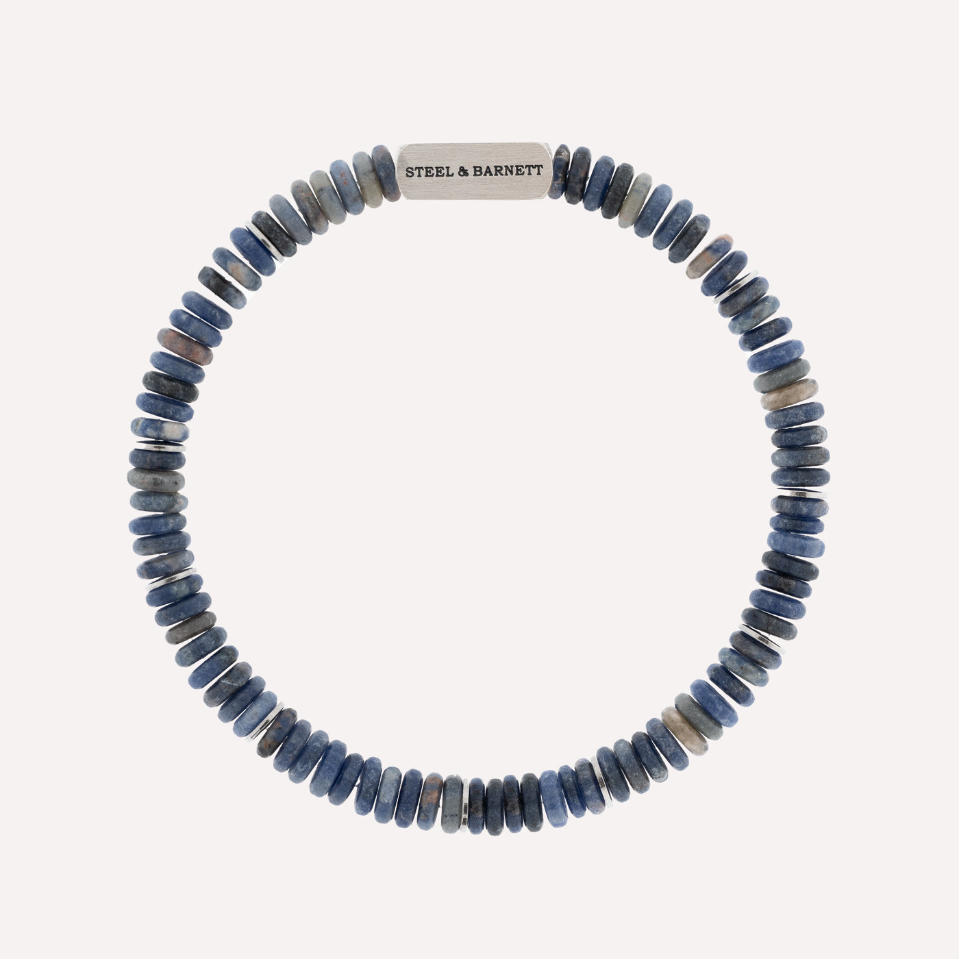 Sodalite Silver Two Tone Disc Bracelet