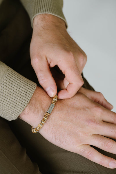 Picture Jasper Silver Two Tone Disc Bracelet