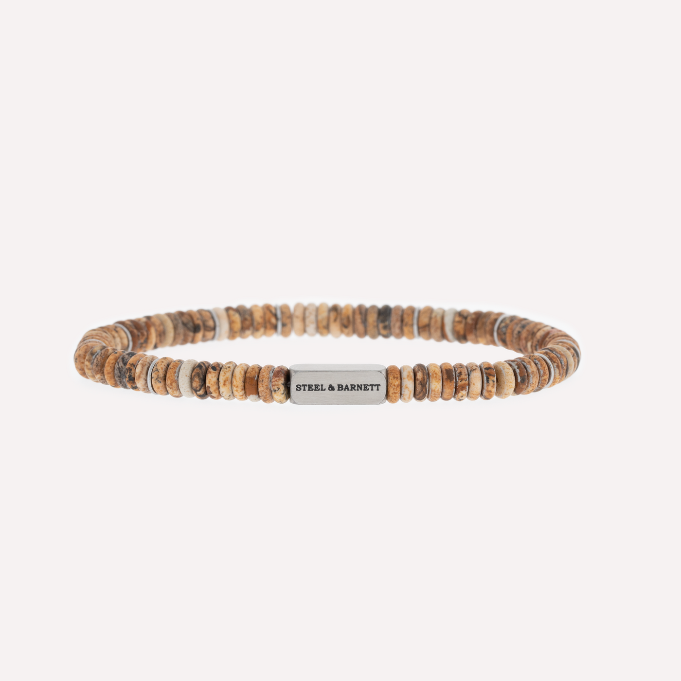 Picture Jasper Silver Two Tone Disc Bracelet