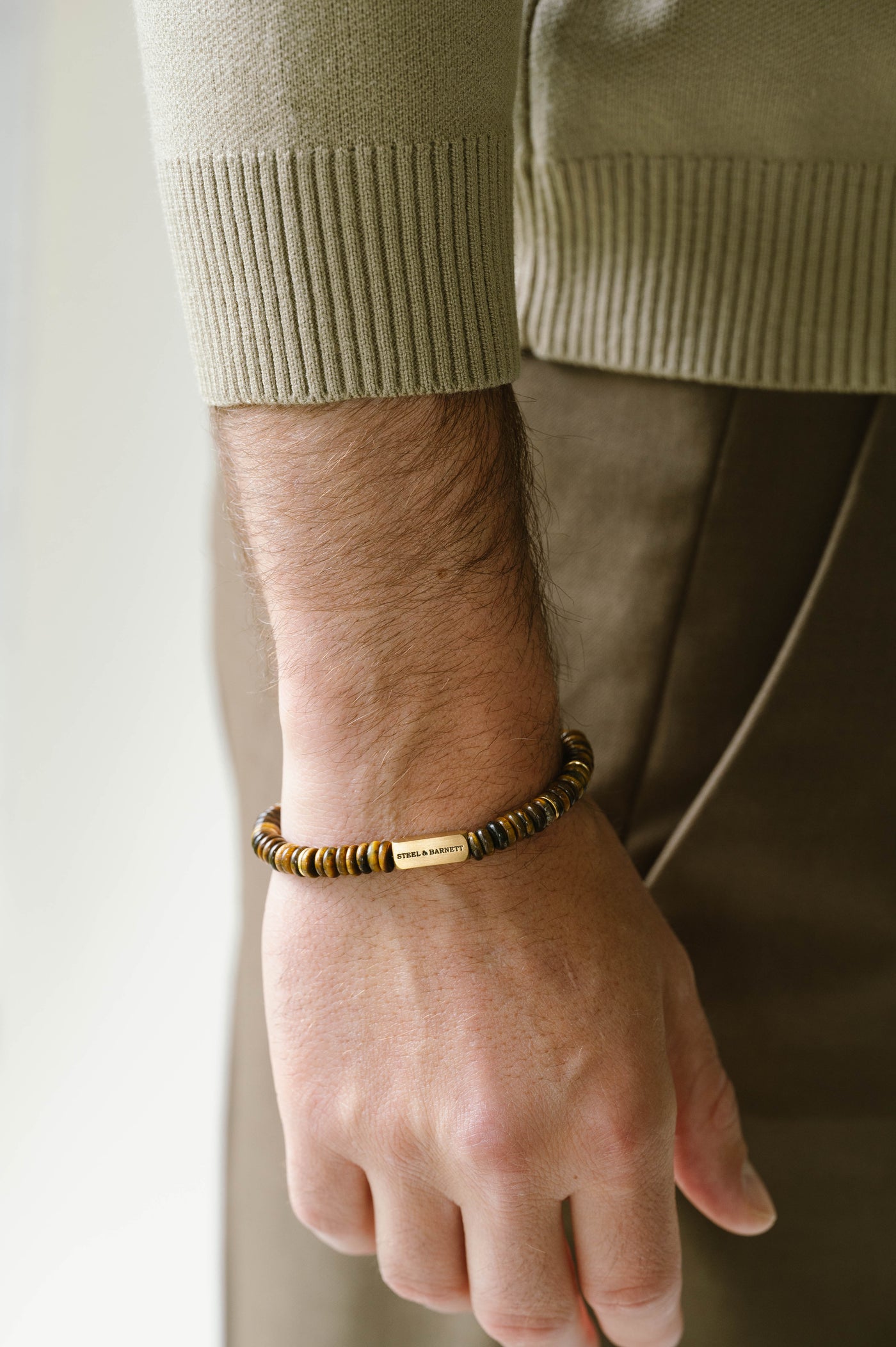 Tigers Eye Gold Two Tone Disc Bracelet