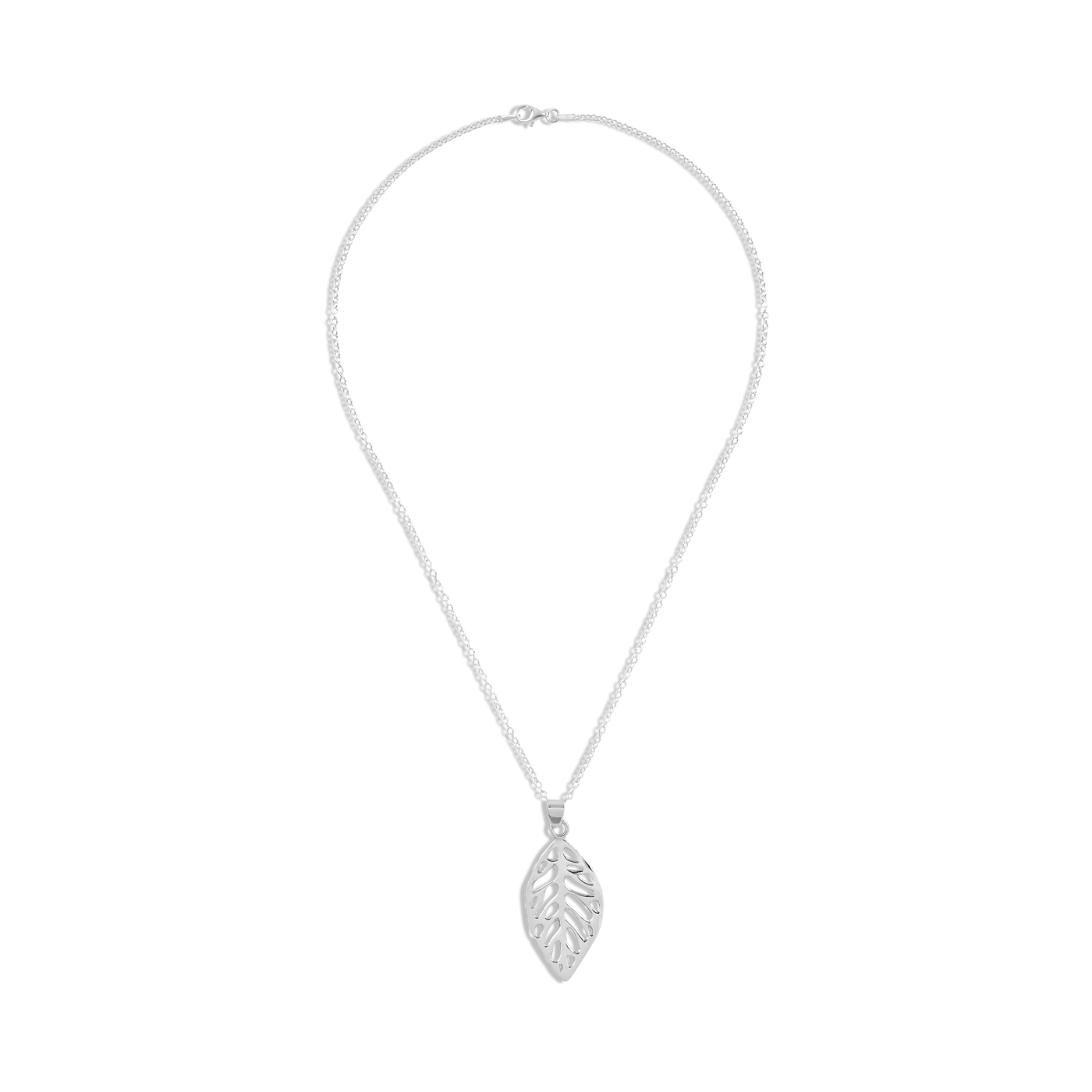 Sterling Silver Leaf Pendant Necklace