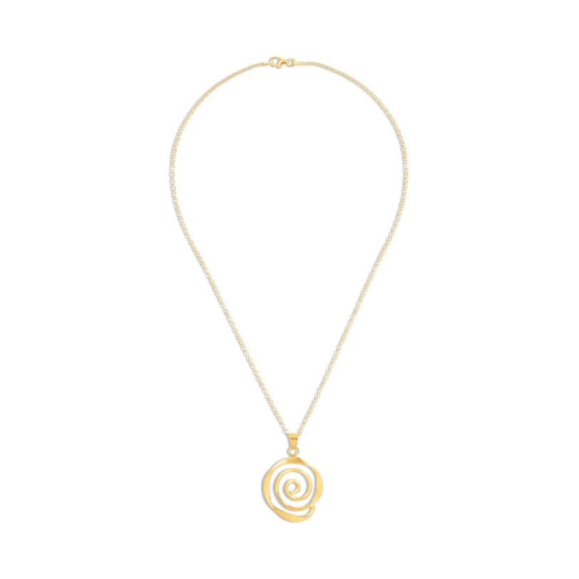 Gold Vermeil Sculptured Spiral Pendant Necklace