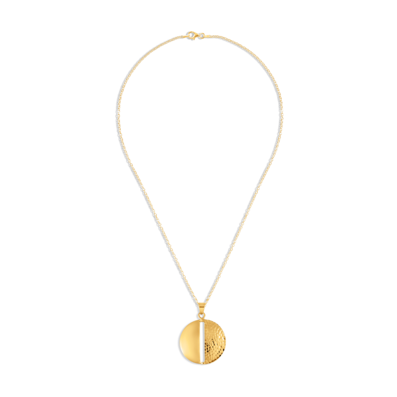 Gold Vermeil Smooth & Textured Disc Pendant Necklacce