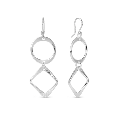 Sterling Silver Squircle Drop Earrings