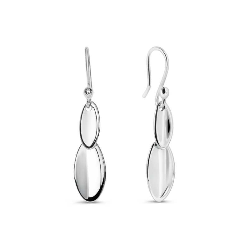 Sterling Silver Plain Double Drop Earrings