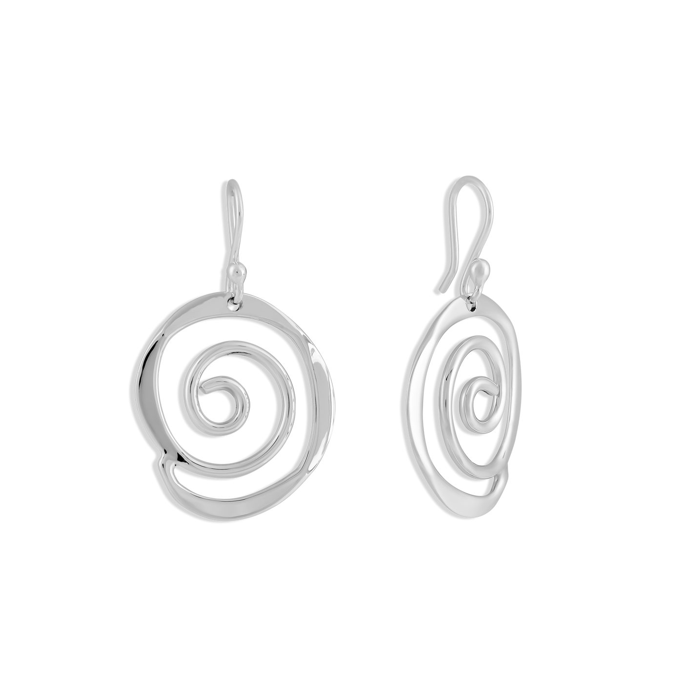 Sterling Silver Sculptured Spiral Dangly Earrings