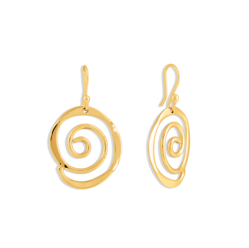 Gold Vermeil Sculptured Spiral Drop Earrings