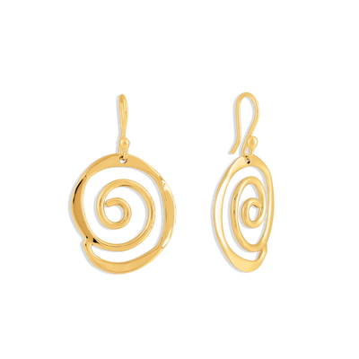 Gold Vermeil Sculptured Spiral Drop Earrings