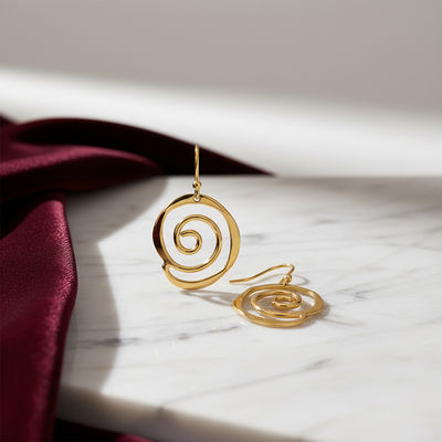 Gold Vermeil Sculptured Spiral Drop Earrings