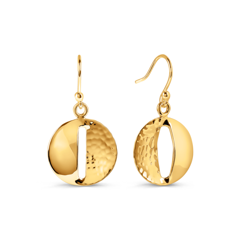 Gold Vermeil Smooth & Textured Disc Drop Earrings