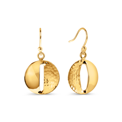 Gold Vermeil Smooth & Textured Disc Drop Earrings