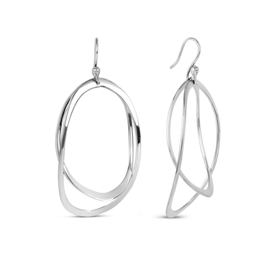 Sterling Silver Elliptical Drop Earrings