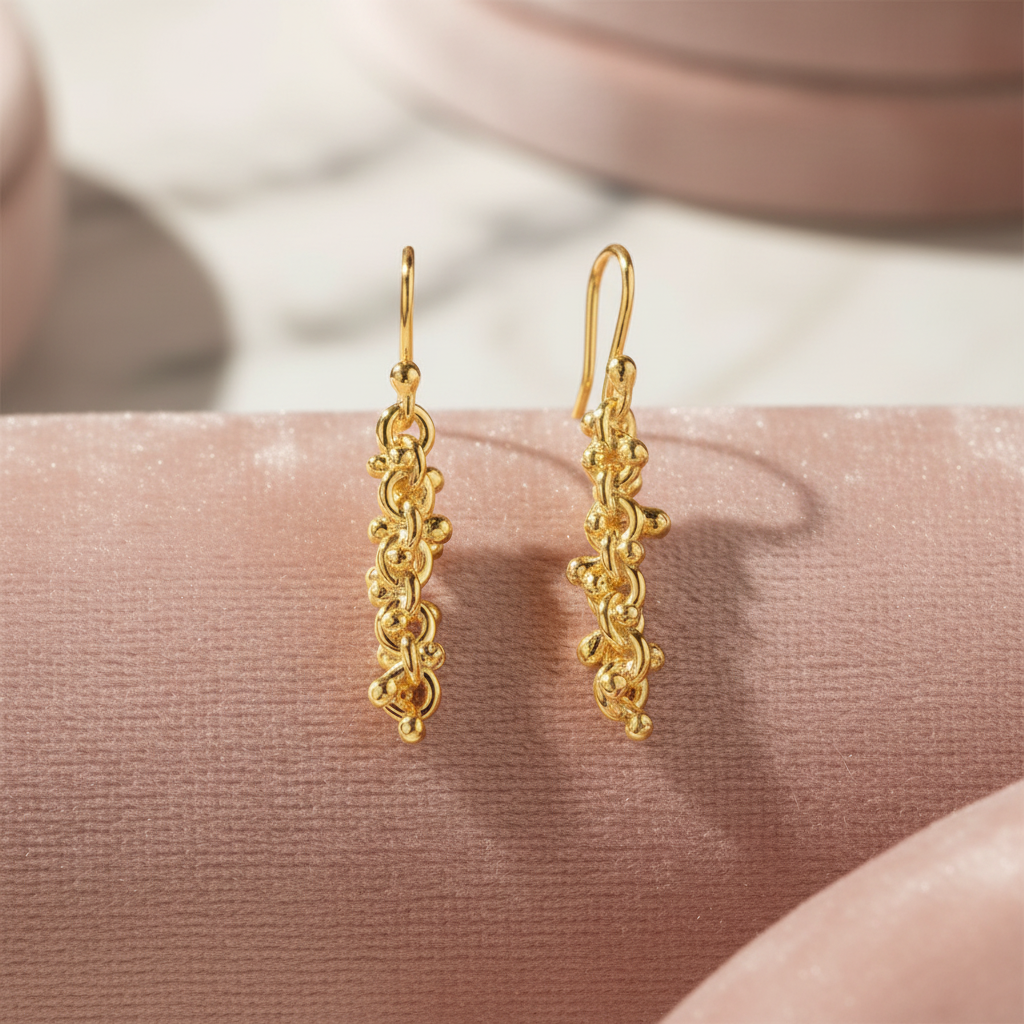 Gold Vermeil Cluster Ball Drop Earrings