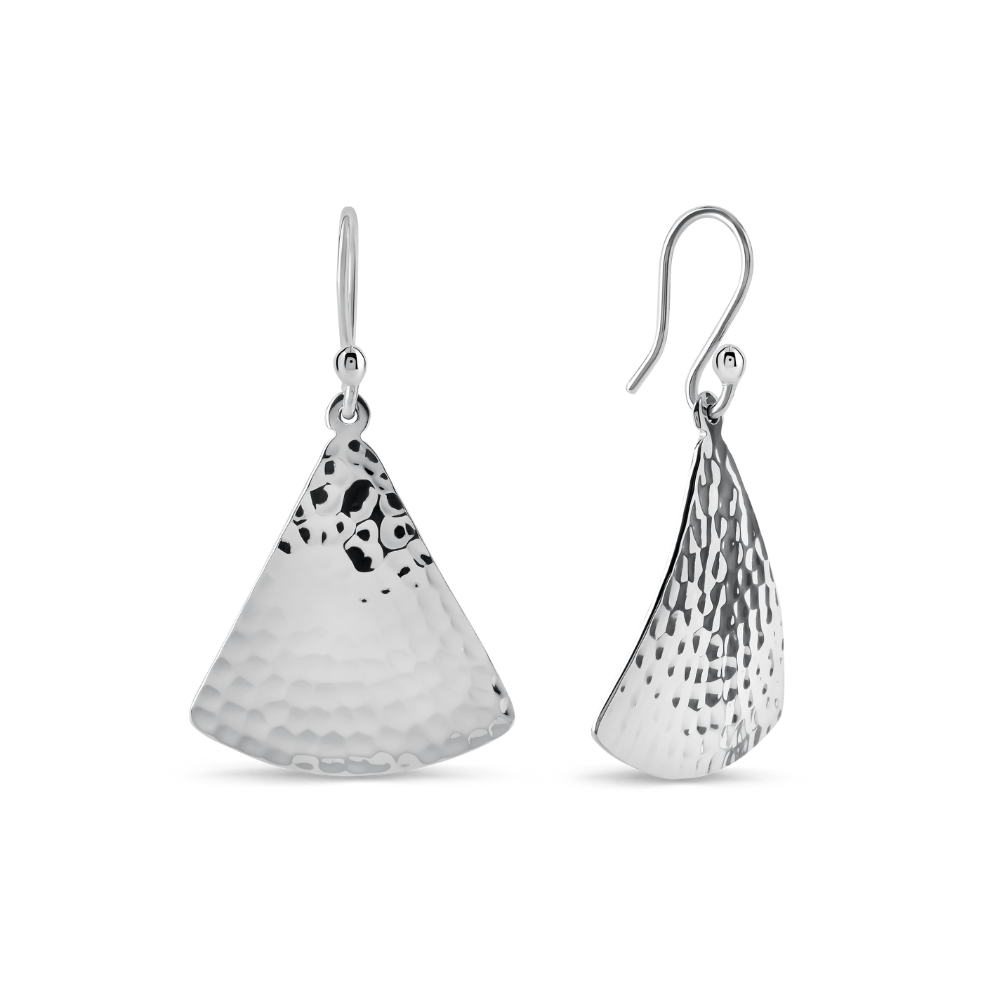 Sterling Silver Hammered Triangle Earrings