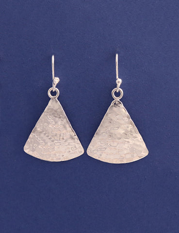 Sterling Silver Hammered Triangle Earrings