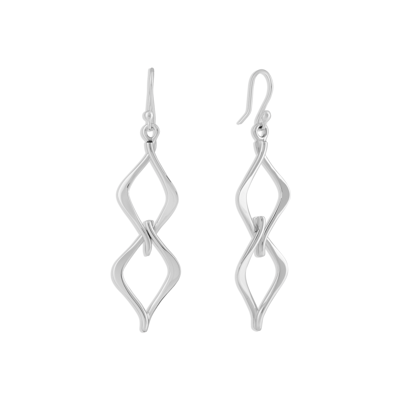Sterling Silver Twist Rhombus Earrings