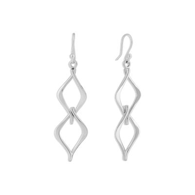 Sterling Silver Twist Rhombus Earrings