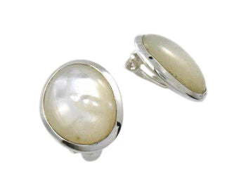 Sterling Silver Mother of Pearl Clip Earrings