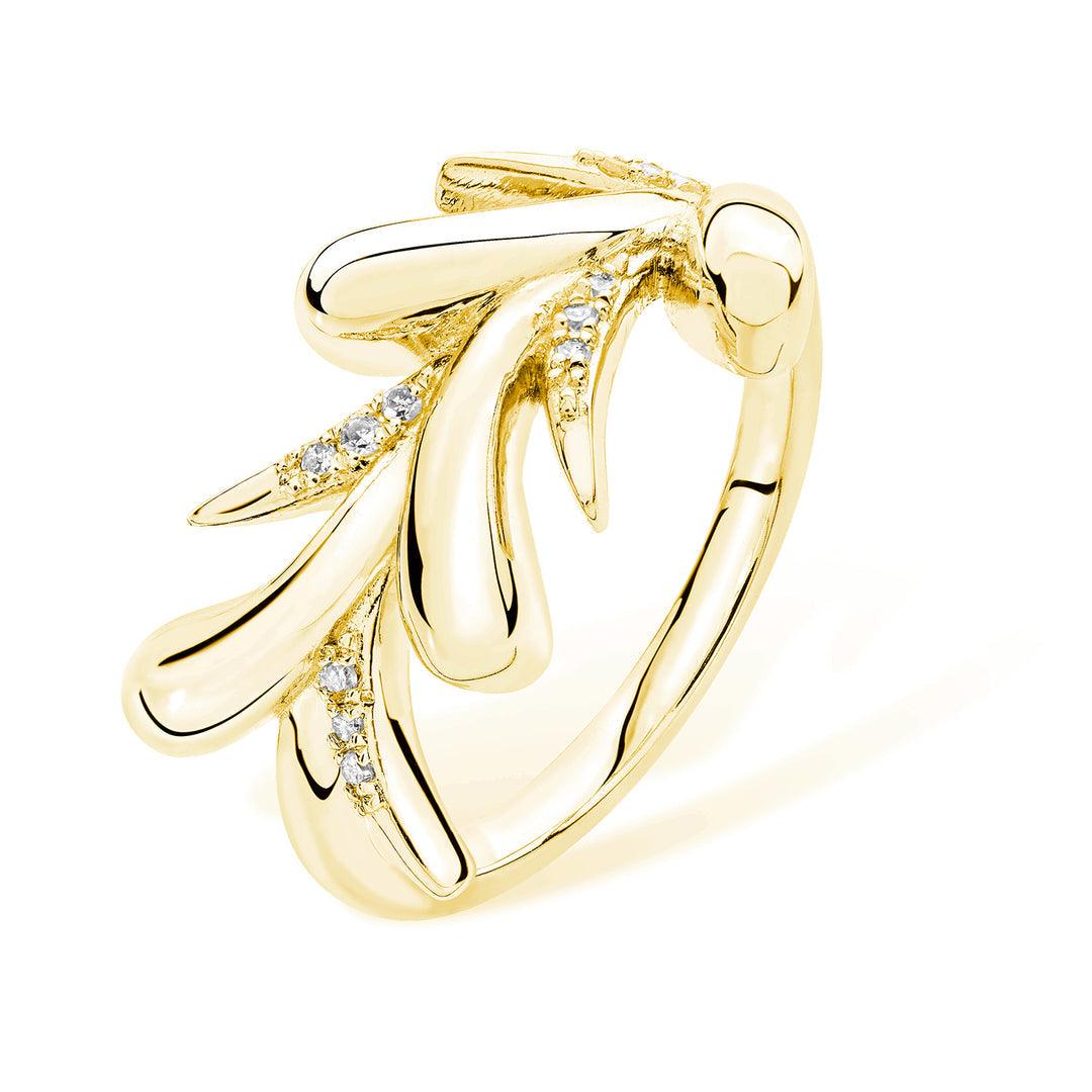 Lucy Q Gold and White Topaz Sycamore Ring - Rococo Jewellery