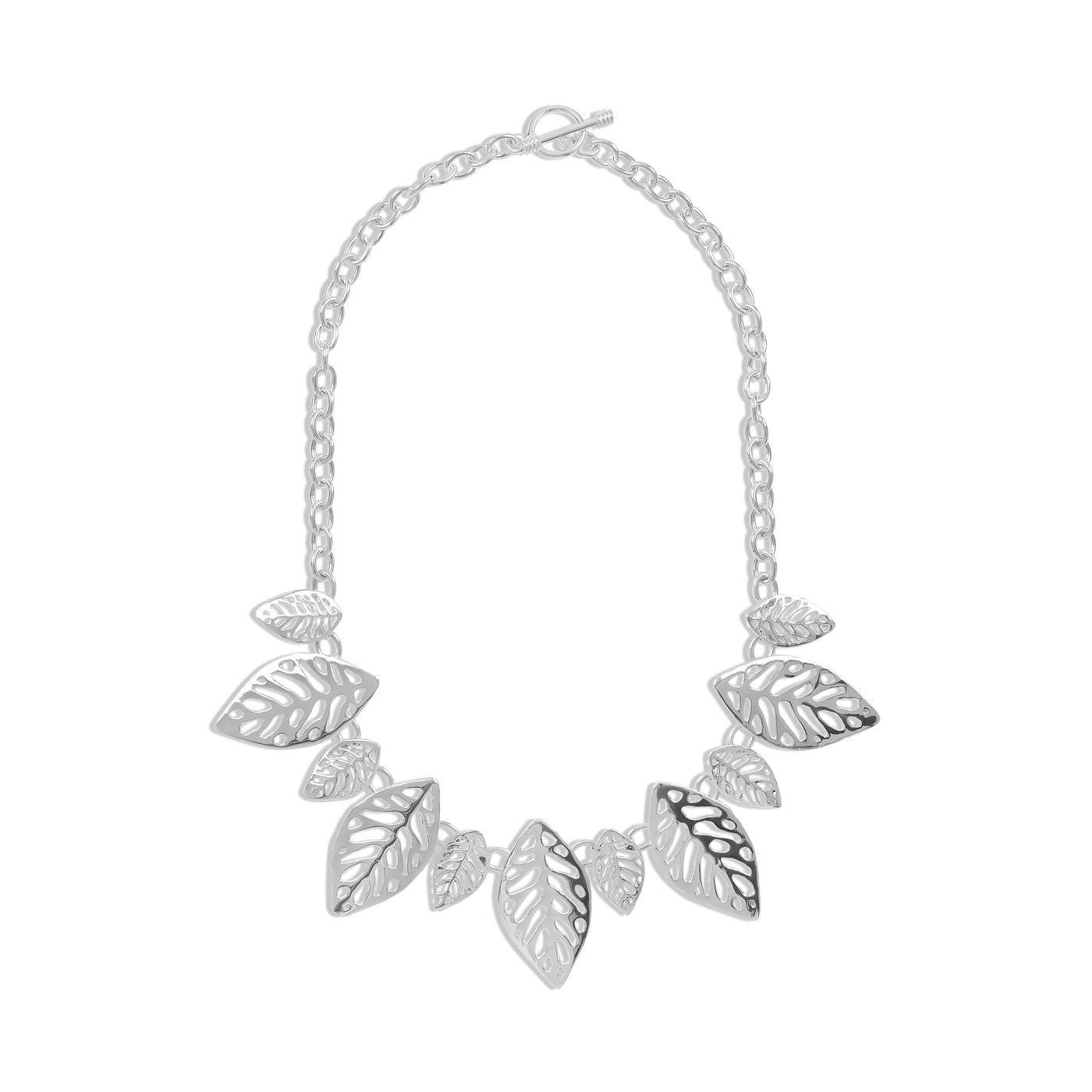 Sterling Silver Sculptured Leaf Necklace