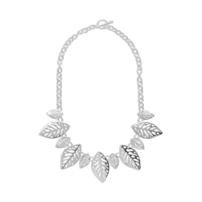 Sterling Silver Sculptured Leaf Necklace