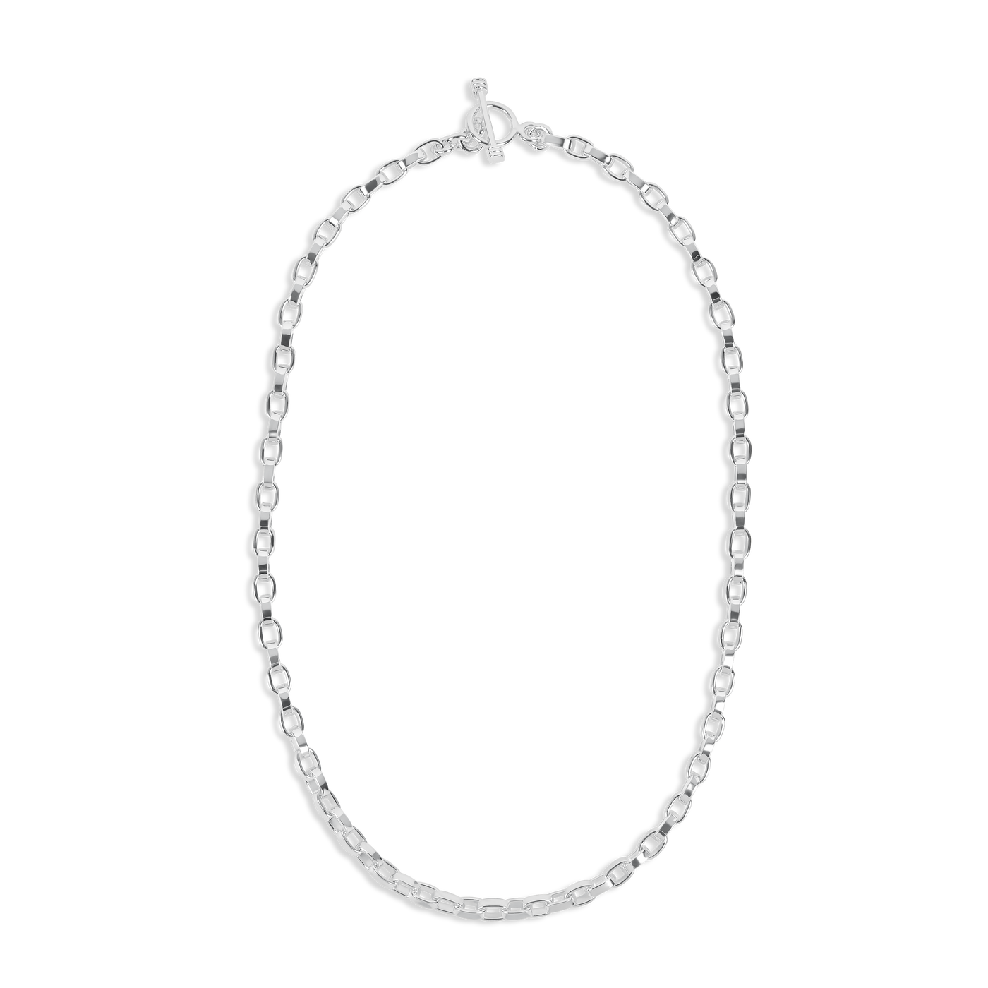 Sterling Silver Oblong Links Chain Necklace