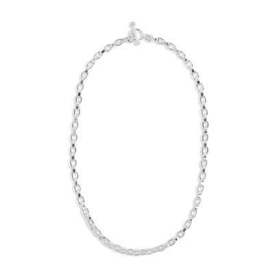Sterling Silver Oblong Links Chain Necklace