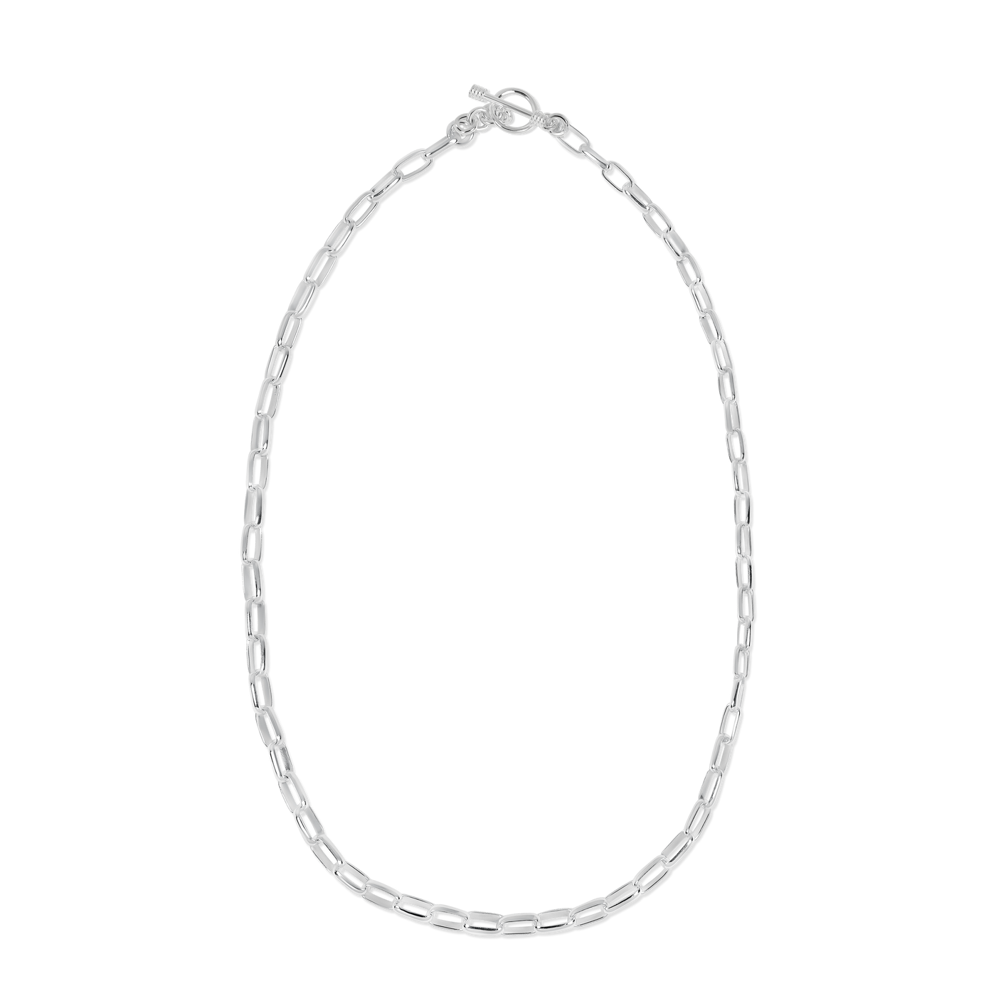 Sterling Silver Rectangle Links Chain Necklace