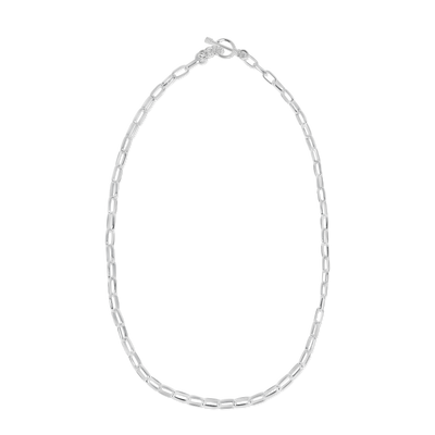Sterling Silver Rectangle Links Chain Necklace