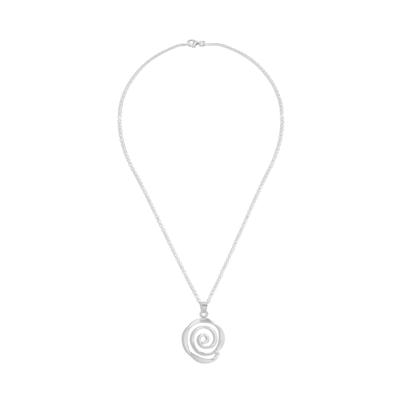 Sterling Silver Sculptured Spiral Pendant Necklace