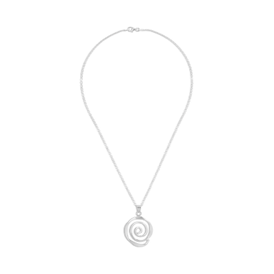 Sterling Silver Sculptured Spiral Pendant Necklace