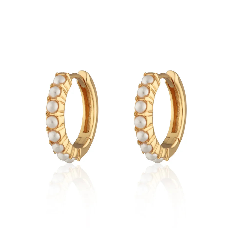 Scream Pretty Gold Pearl Large Huggie Hoop Earrings