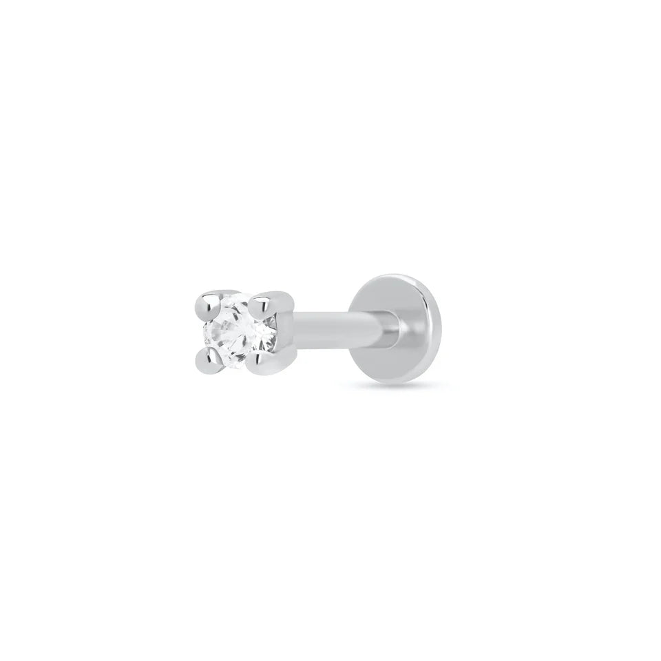 Scream Pretty Silver Cubic Zirconia Single Flat Back Earring