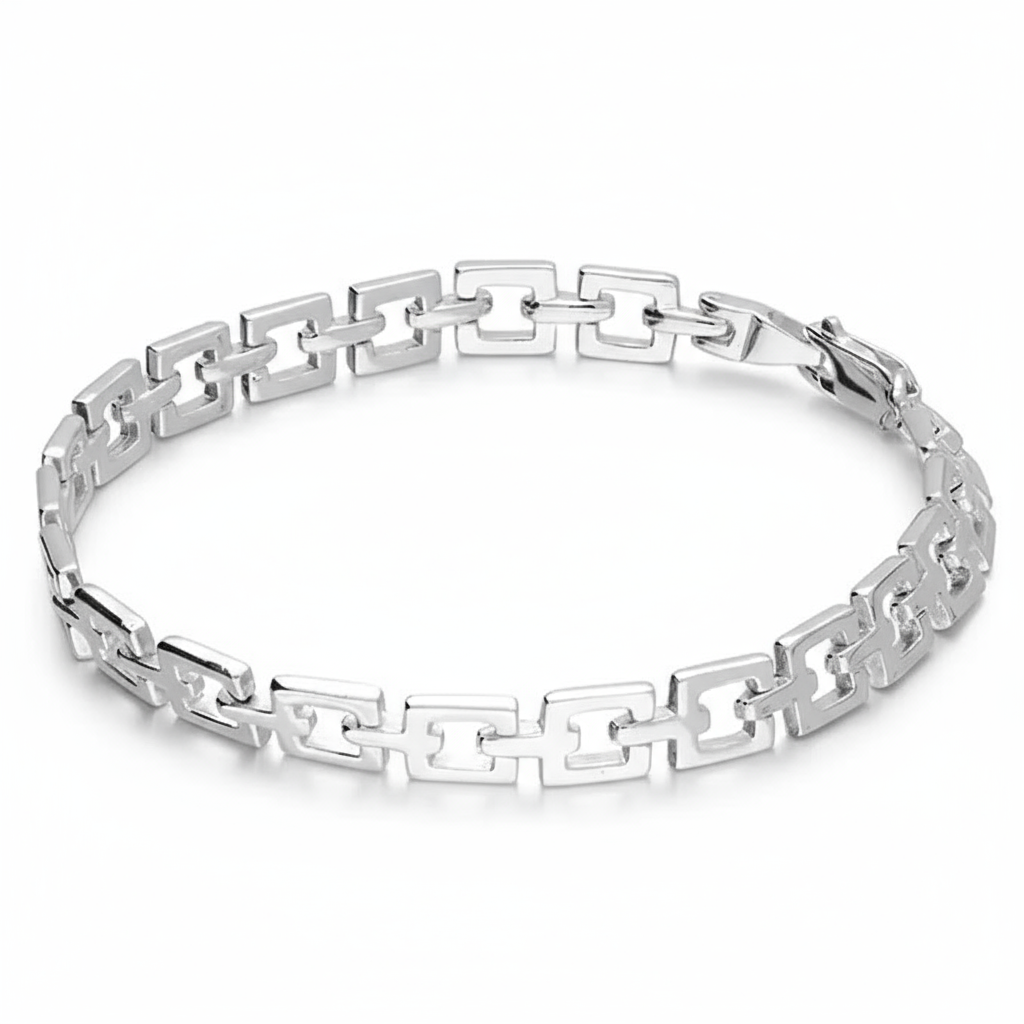 Sterling Silver Open Square Link Bracelet