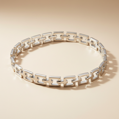 Sterling Silver Open Square Link Bracelet
