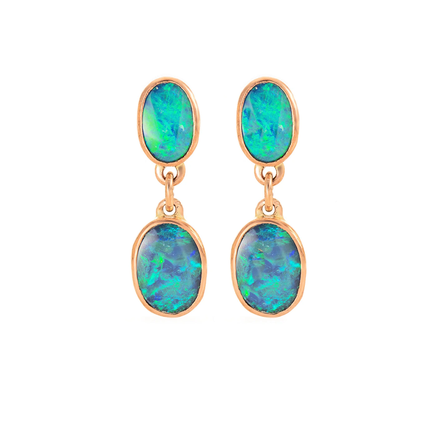 9ct Rose Gold Opal Drop Earrings