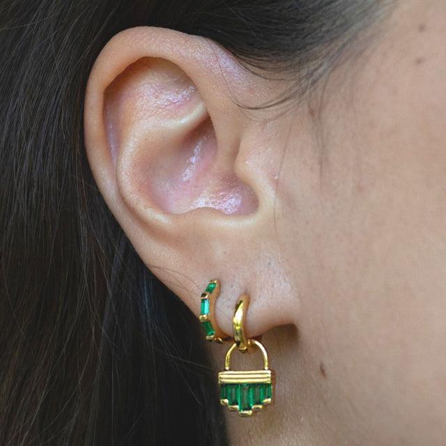 Scream Pretty 18ct Gold Vermeil Green Huggie Earrings - Rococo Jewellery