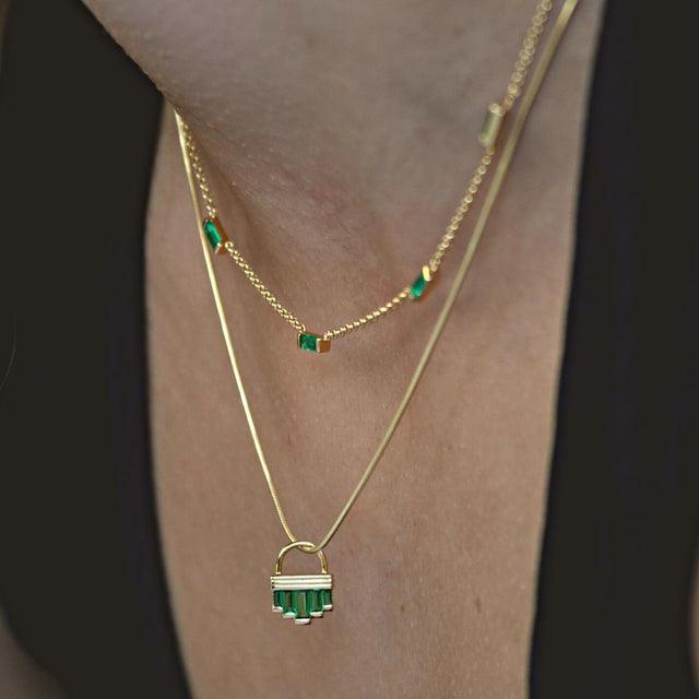 Scream Pretty Green Cleopatra Snake Chain Necklace - Rococo Jewellery
