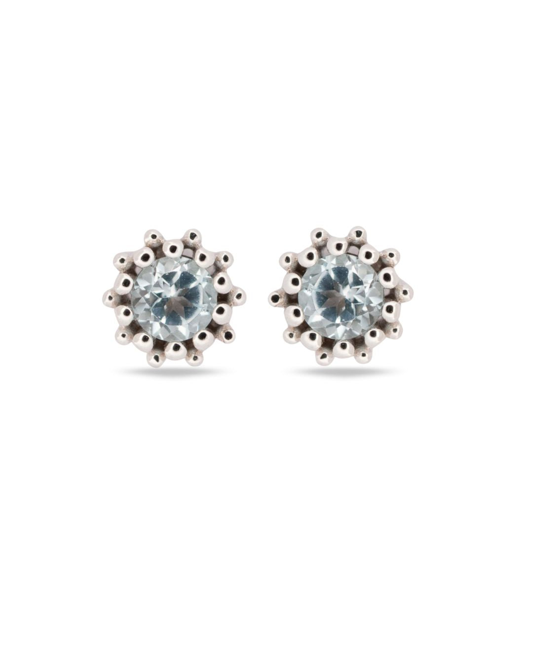 Dainty London Silver Blue Topaz Astrid Stud Earrings