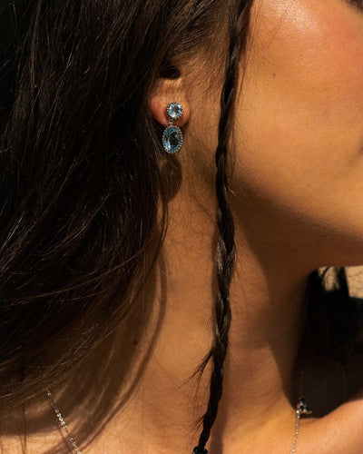 Dainty London Silver Sky Blue Topaz Aurelia Earrings