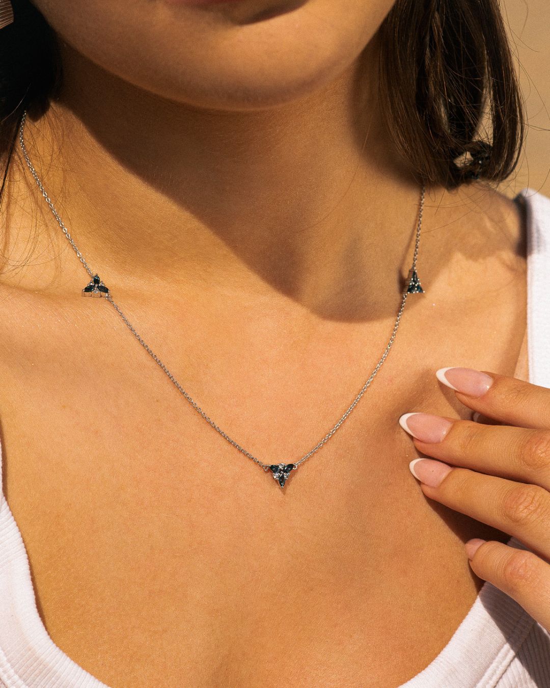 Dainty London Sterling Silver Topaz Galene Necklace