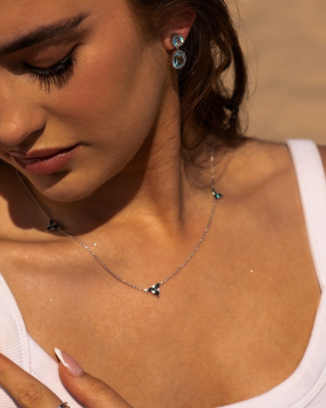 Dainty London Sterling Silver Topaz Galene Necklace