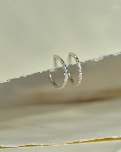 Dainty London Silver White Topaz Hoop Seren Earrings