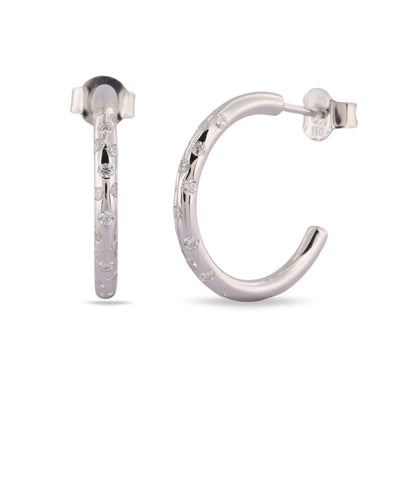 Dainty London Silver White Topaz Hoop Seren Earrings