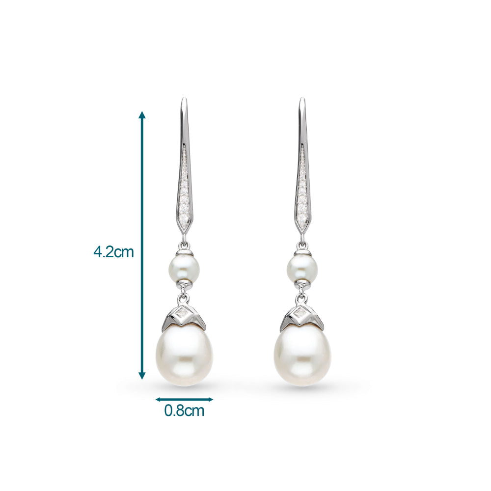 Kit Heath Astoria Glitz Twin Pearl Drop Earrings