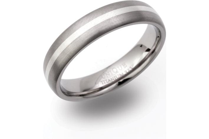 Unique & Co Titanium Ring with Sterling Silver Inlay - Rococo Jewellery