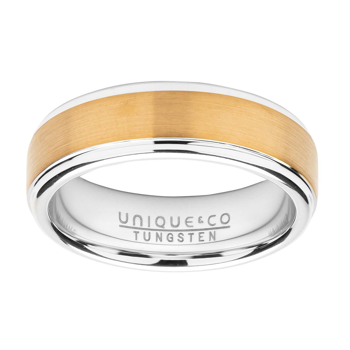 Unique & Co Flat Shaped Yellow IP Tungsten Ring - Rococo Jewellery