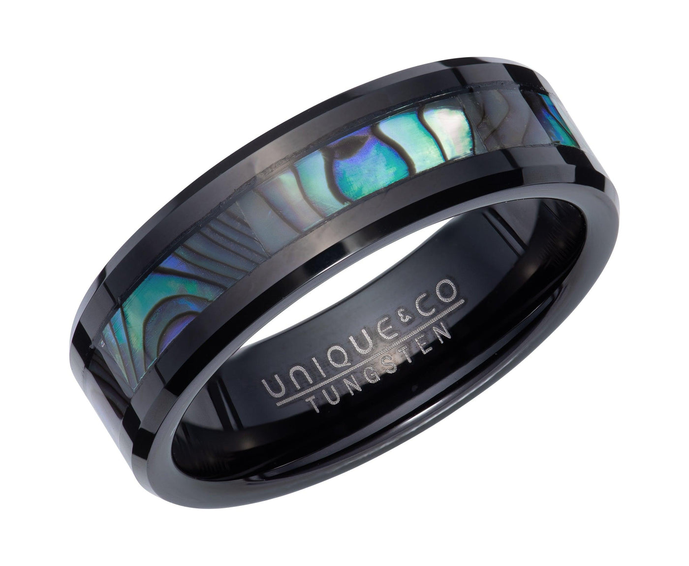 Unique & Co Abalone and Tungsten Carbide Ring - Rococo Jewellery